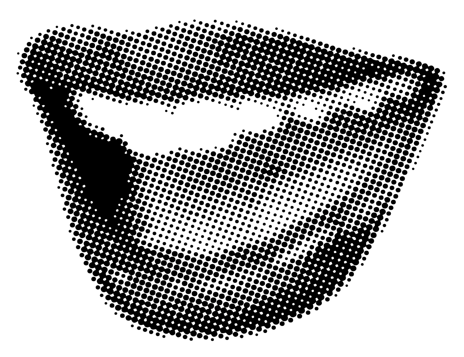 Halftone collage mouth, halftone effect mouth element